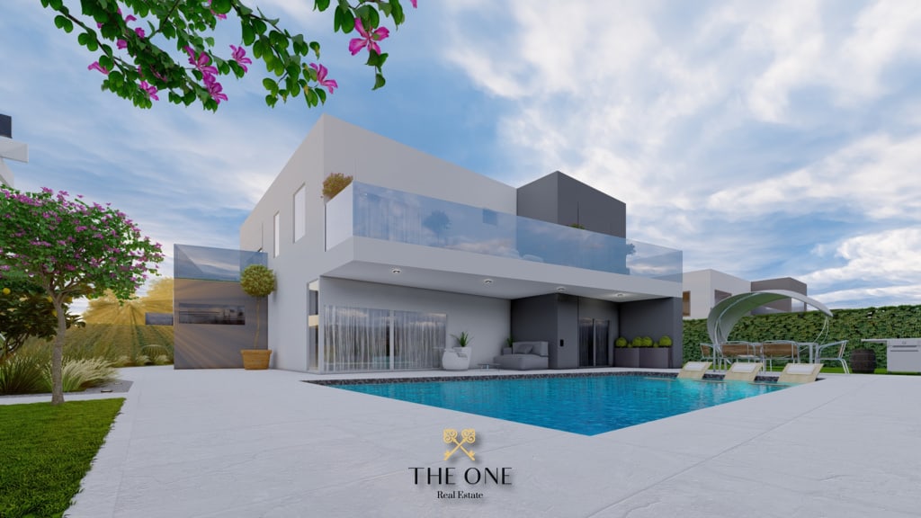 Luxury villa with a pool offers 4 bedrooms, 4 bathrooms, outdoor pool, jacuzzi, private parking space.