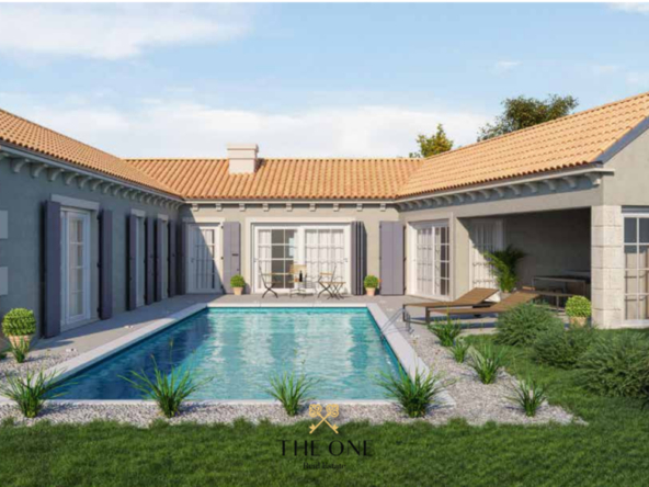 Newly built villa with a swimming pool offers 3 bedrooms, 2 bathrooms, guest toilet, private parking space.