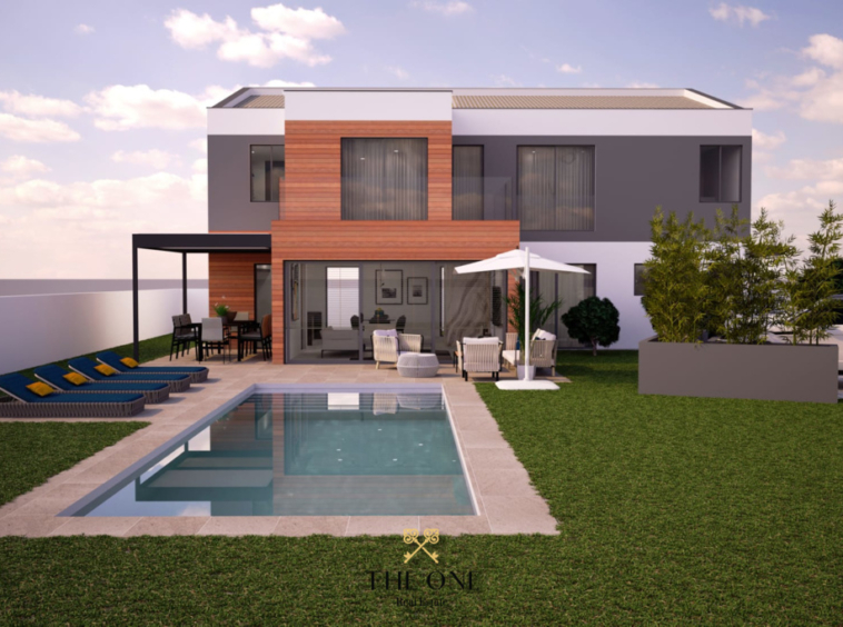 Newly built villa in Istria offers 3 bedrooms, 3 bathrooms, toilet, pool, outside parking space.
